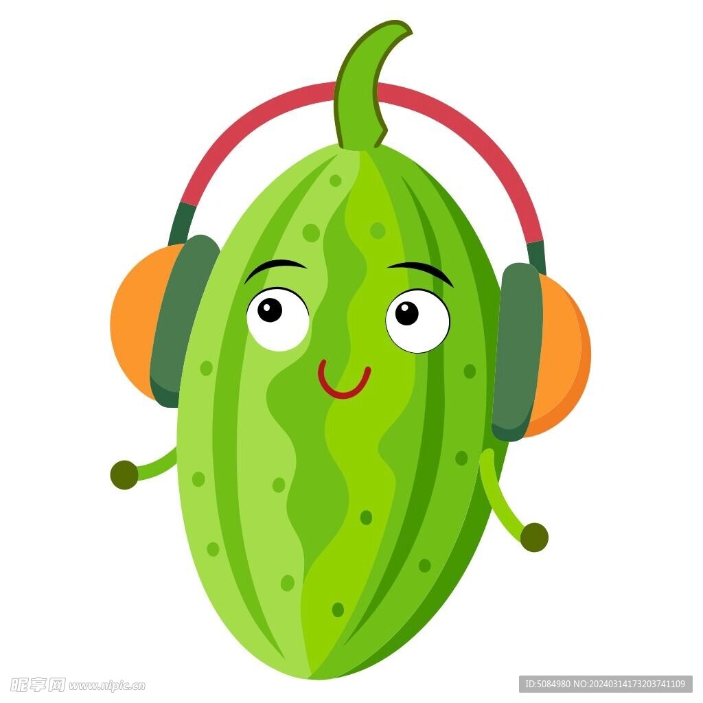 戴耳机听音乐的苦瓜