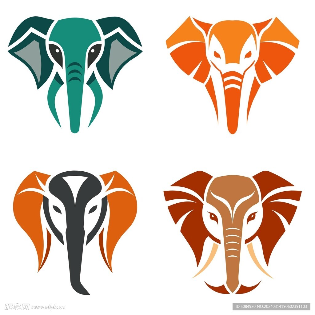 抽象风格的大象头像组图