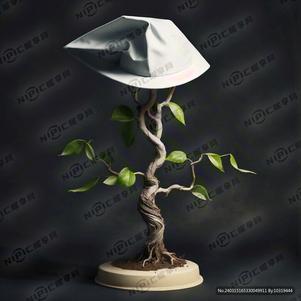 树苗带着一顶博士帽