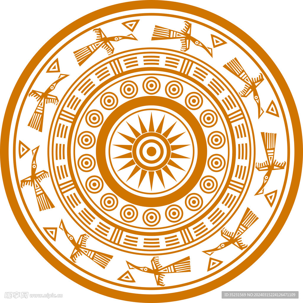 壮锦铜鼓矢量图