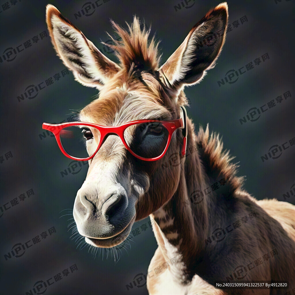 带眼镜的驴 侧面的