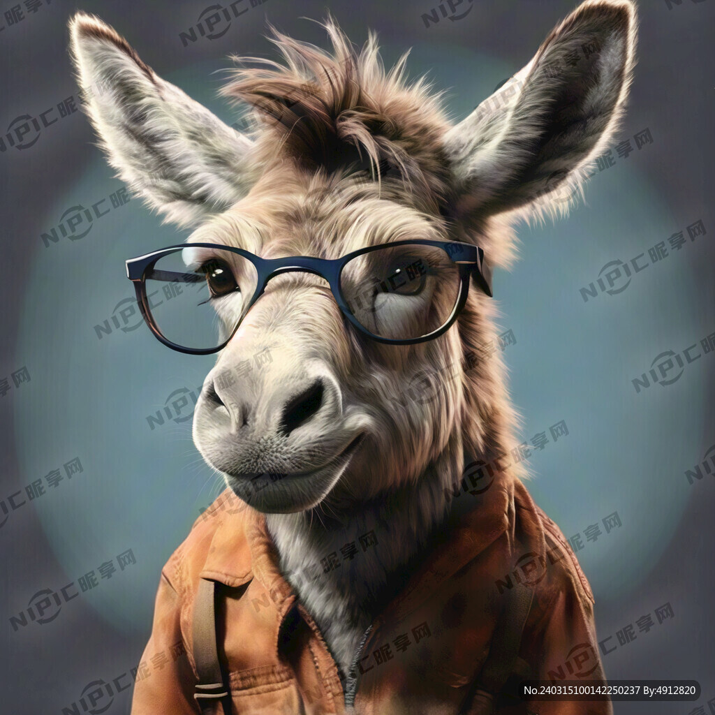带眼镜的驴 萌一点 侧面的