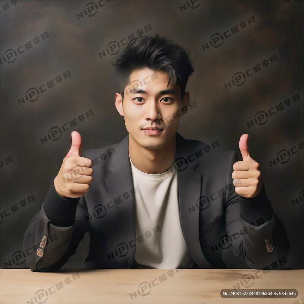 竖大拇指的亚洲帅哥