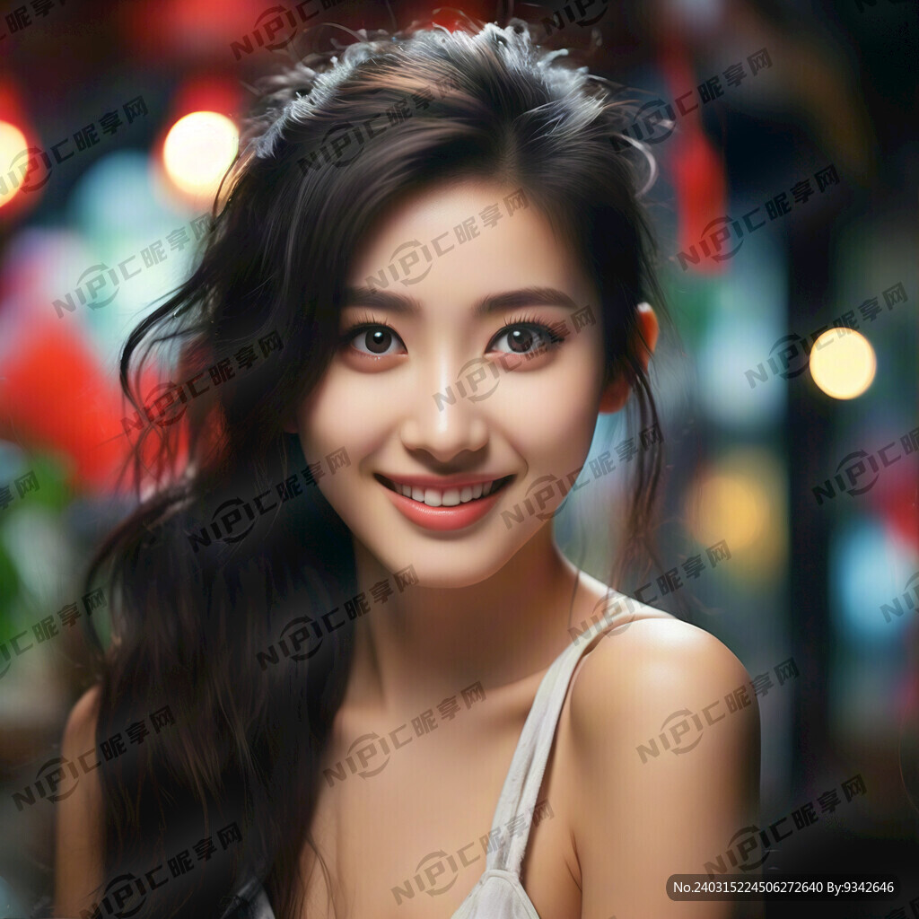 美女脸部特写 闪亮的眼睛 微笑