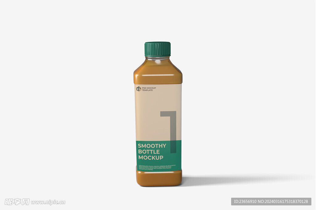 方形塑料饮料瓶子样机 