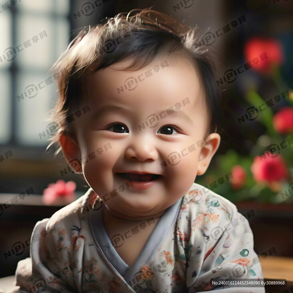 笑嘻嘻的可爱宝宝