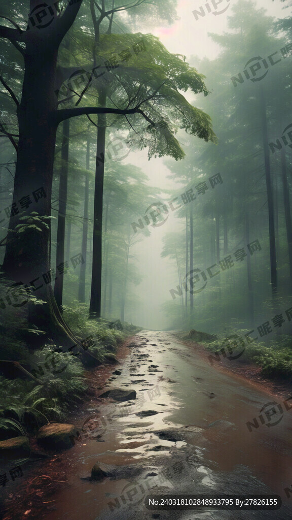 林间小路 森林 浓雾