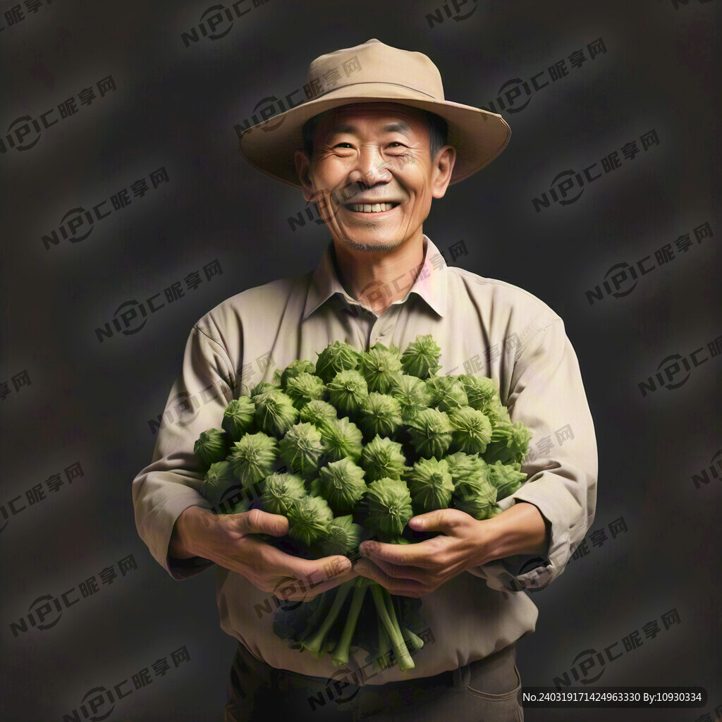 农民伯伯手捧一个大食葵