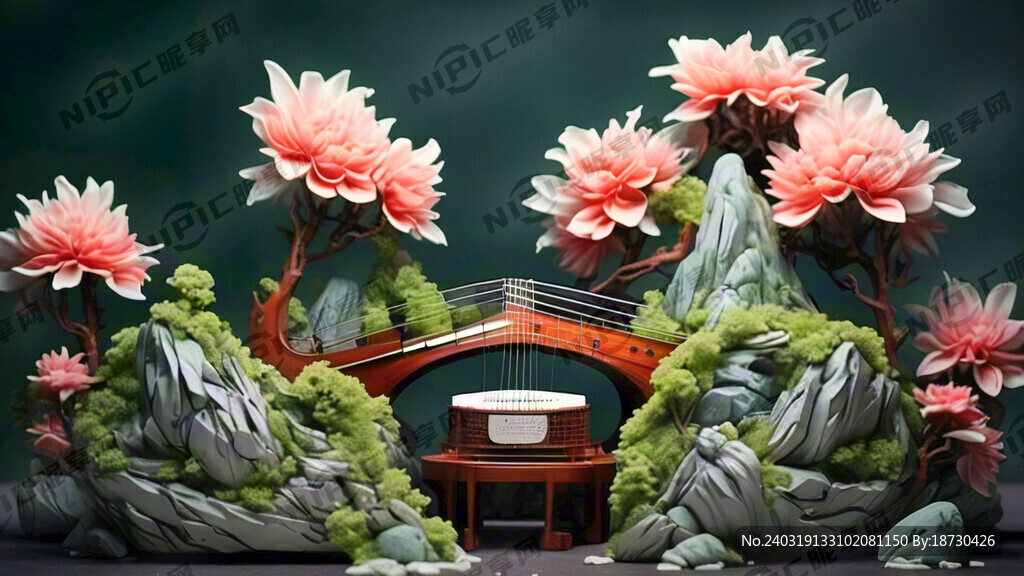 古筝 绿色 艺术创想 像形山