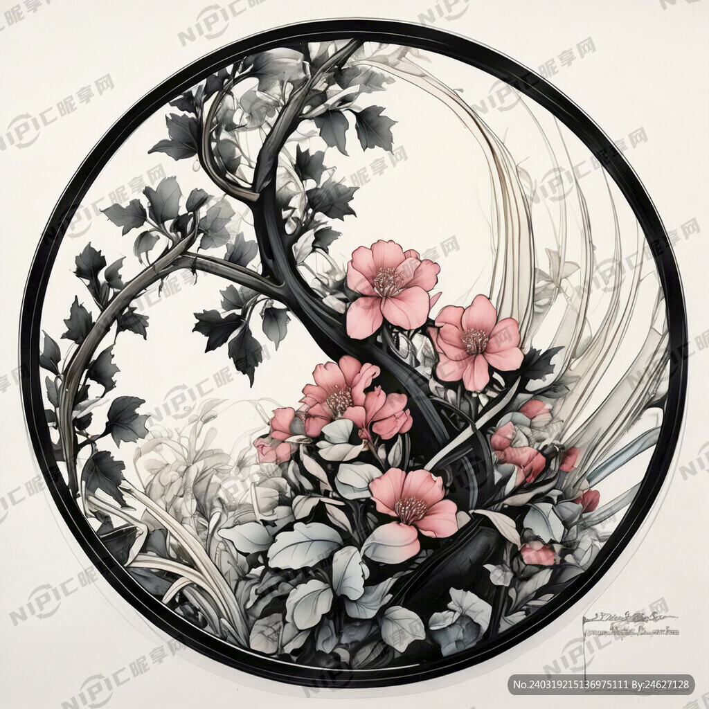 抽象图腾 线条 白底 中国风