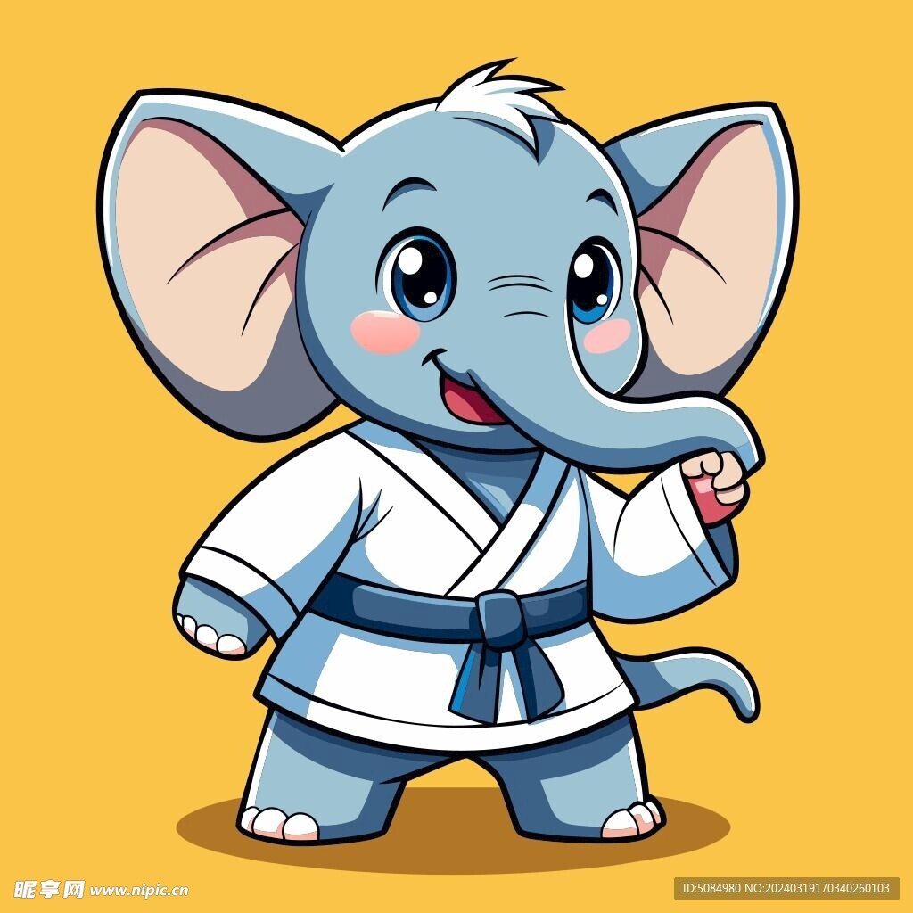 穿白色战斗服的拟人大象