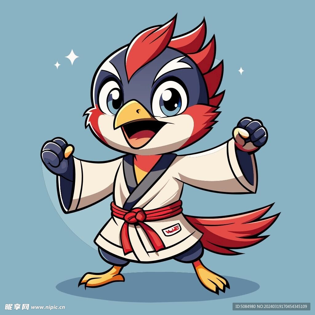 穿白色战斗服的拟人啄木鸟