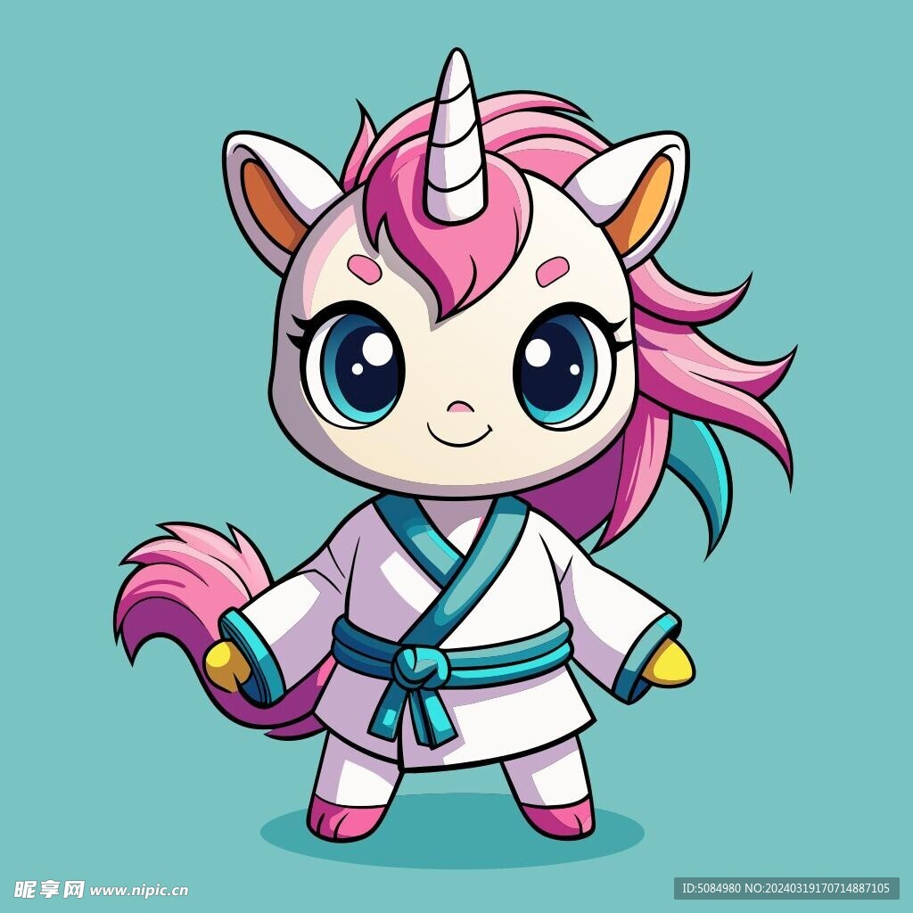 穿白色战斗服的拟人雌独角兽