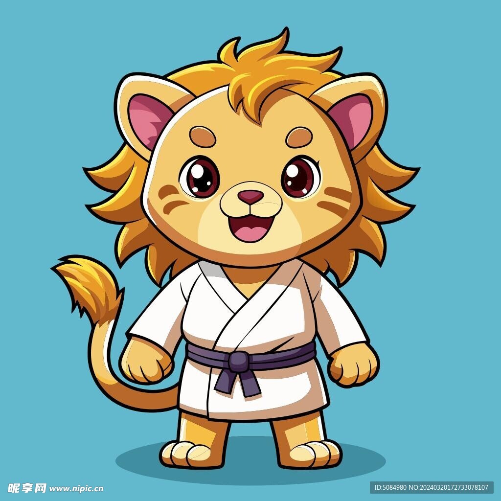 穿白色战斗服的拟人狮子