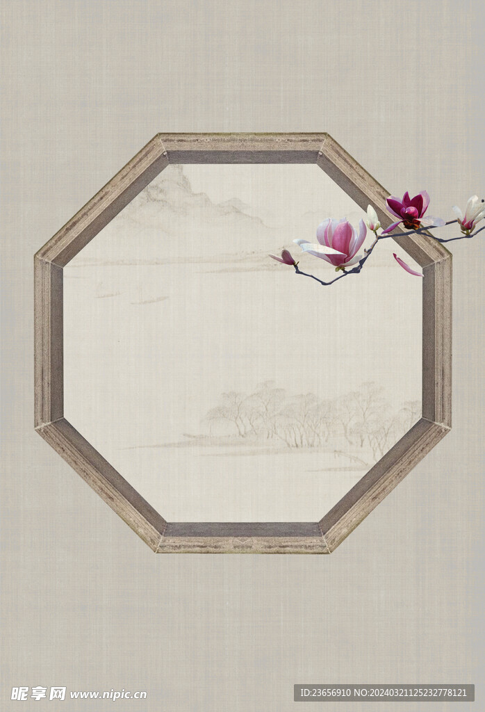 国风工笔国画分层素材 