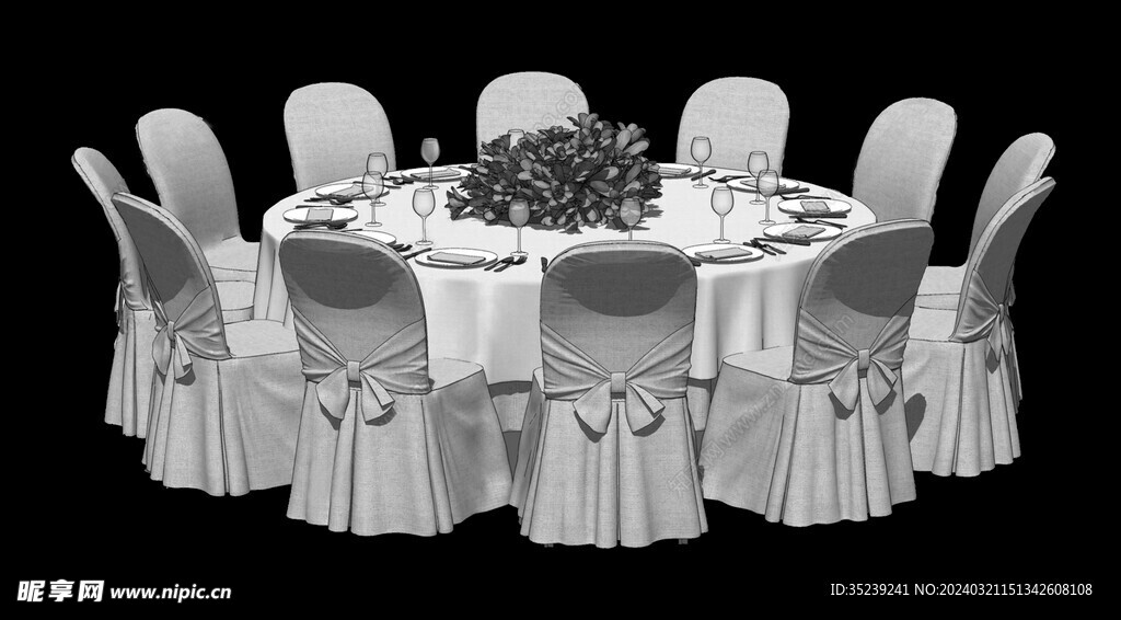 婚礼白色餐桌素材