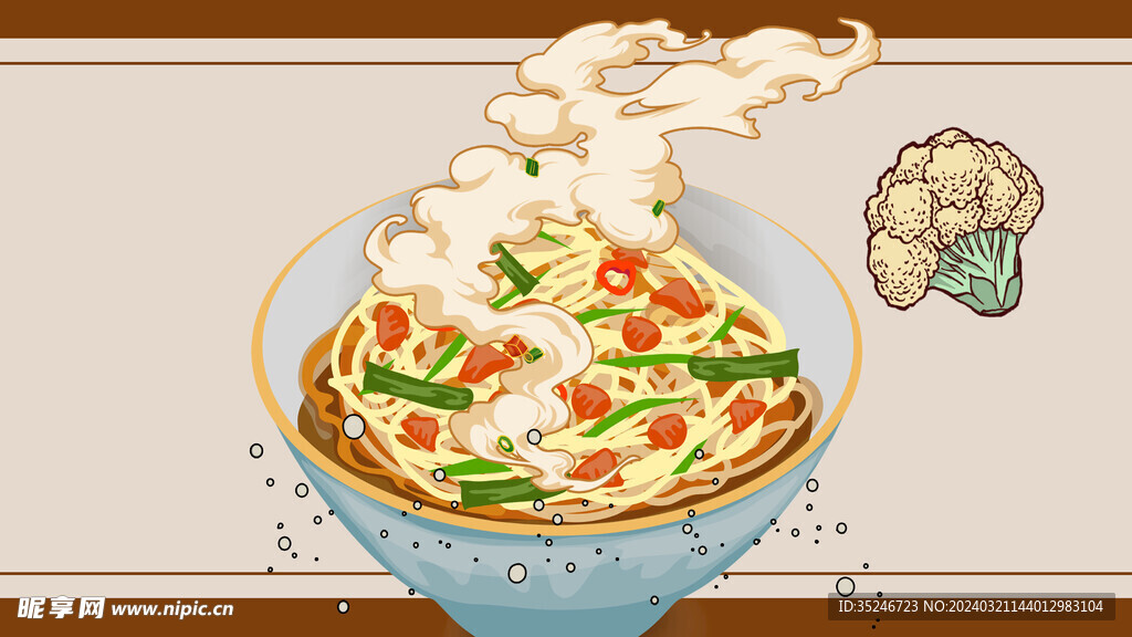 面条国潮插画海报素材