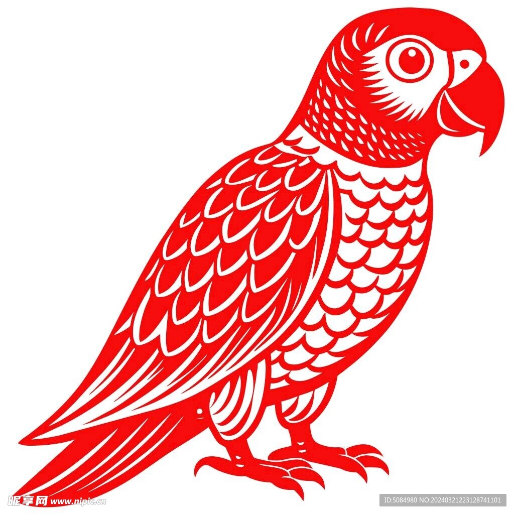 剪纸风格的鹦鹉