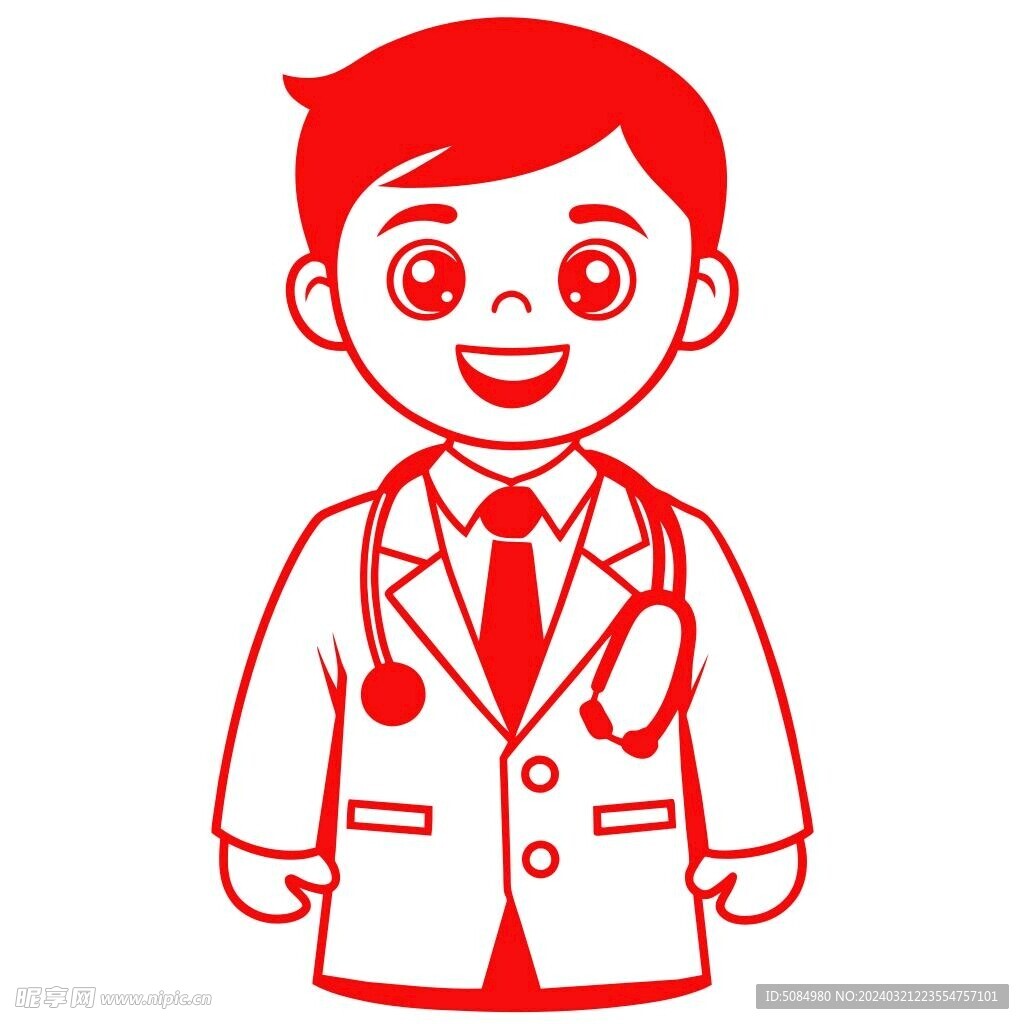 剪纸风格的医生