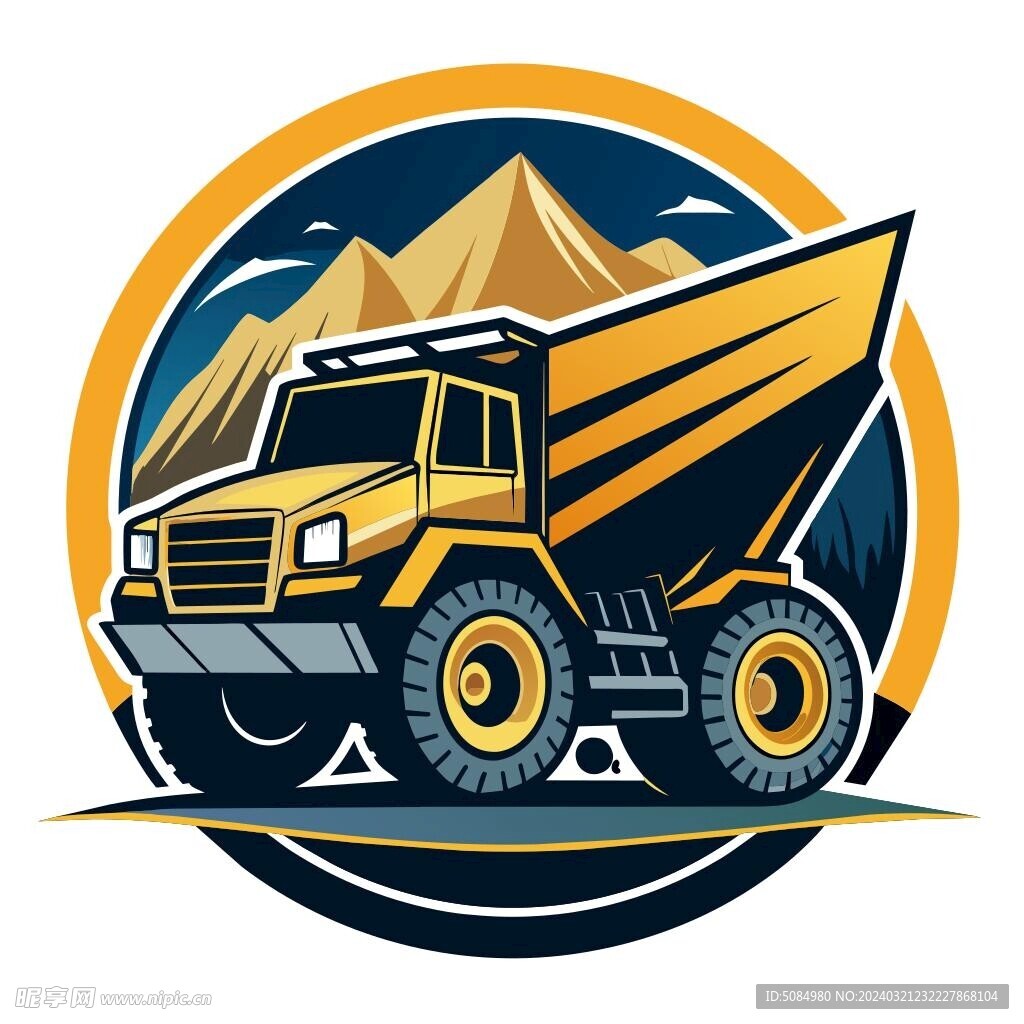 细节丰富的自卸车 Logo 设