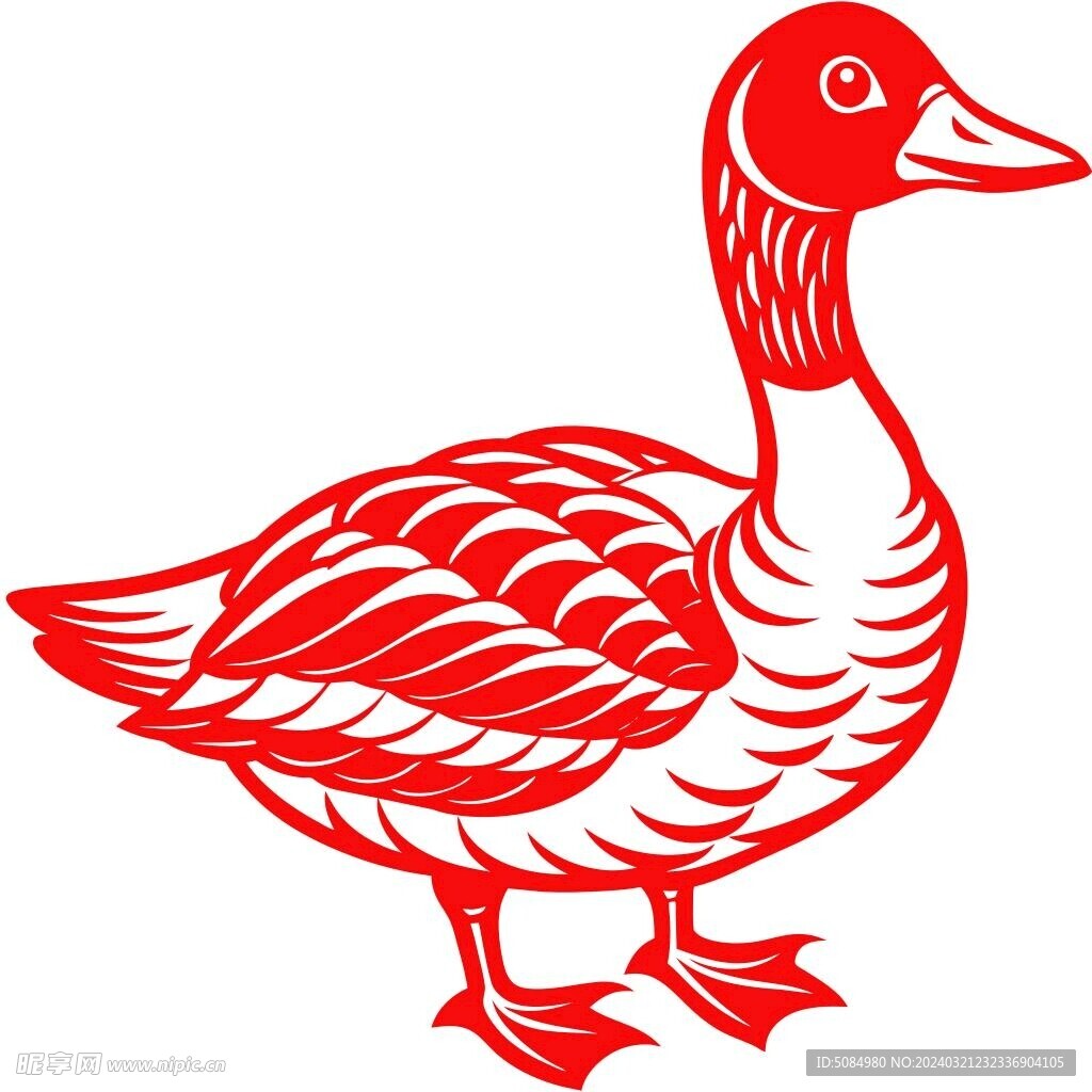 剪纸风格的大雁