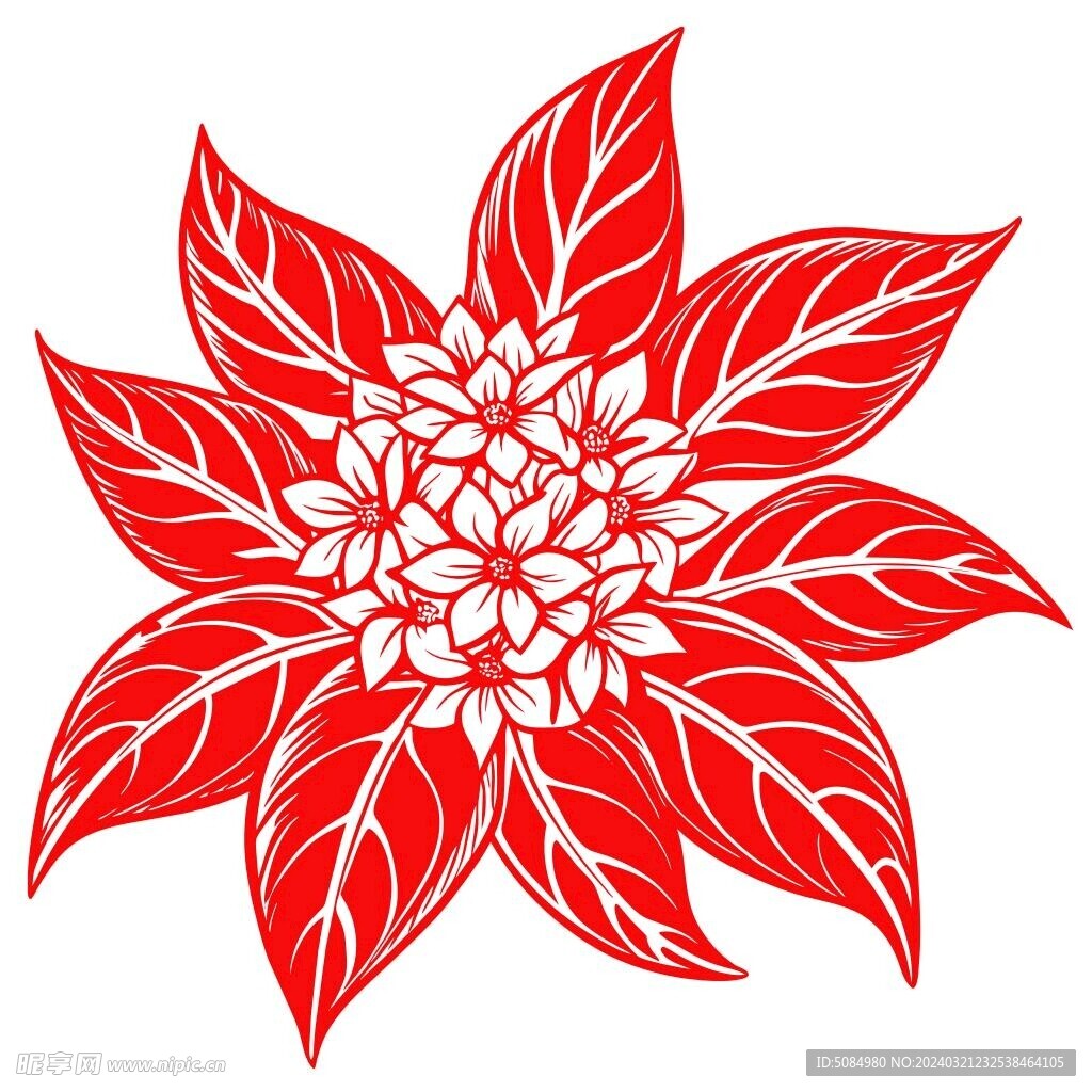 剪纸风格的桂花