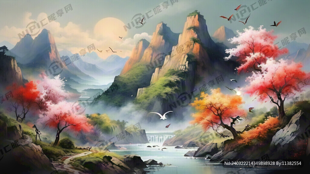 江山如画 高山流水鸟语花香