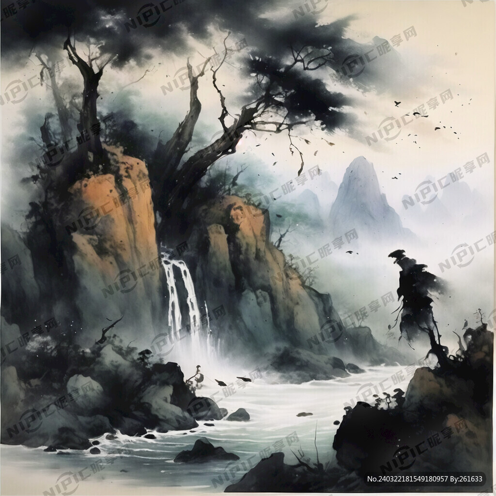 济川门 水墨风格 写意 意境