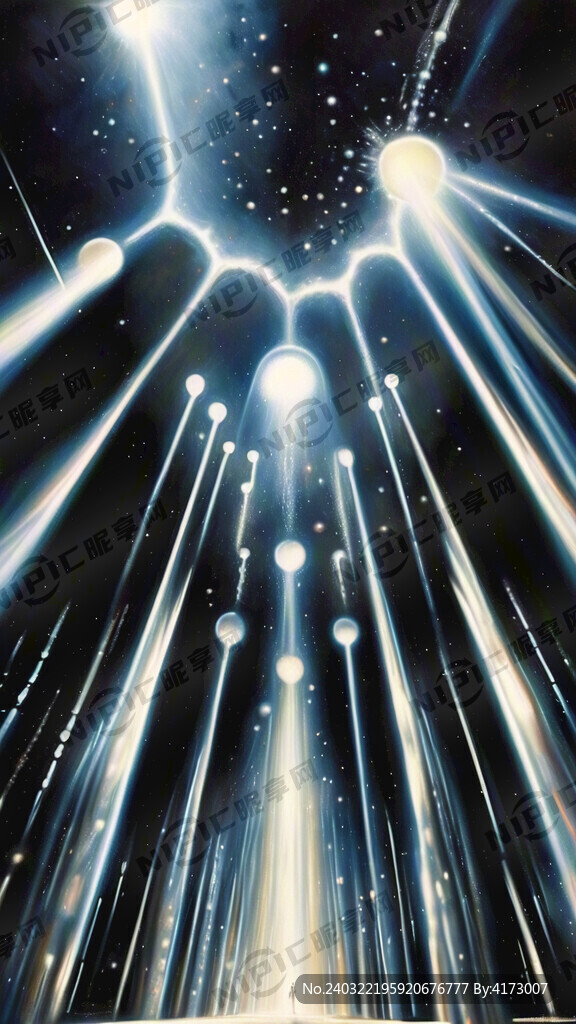 很多光茫 从头顶伸向太空