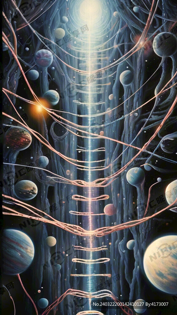 很多经络一样的线 伸向太空