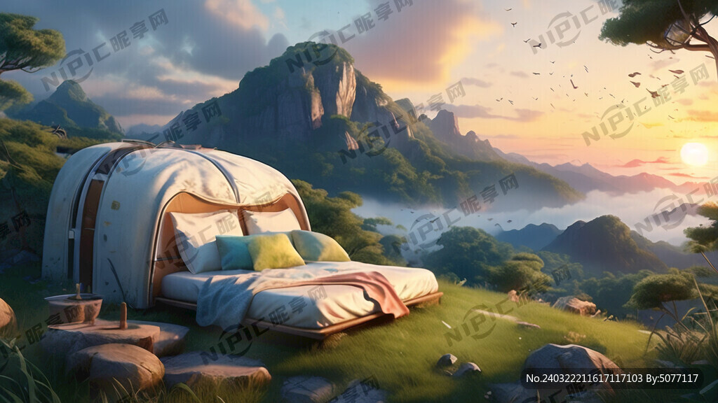 左下角山坡小草上的睡眠舱