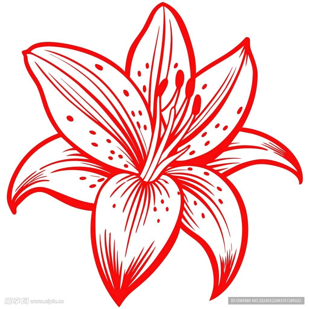 剪纸风格的百合