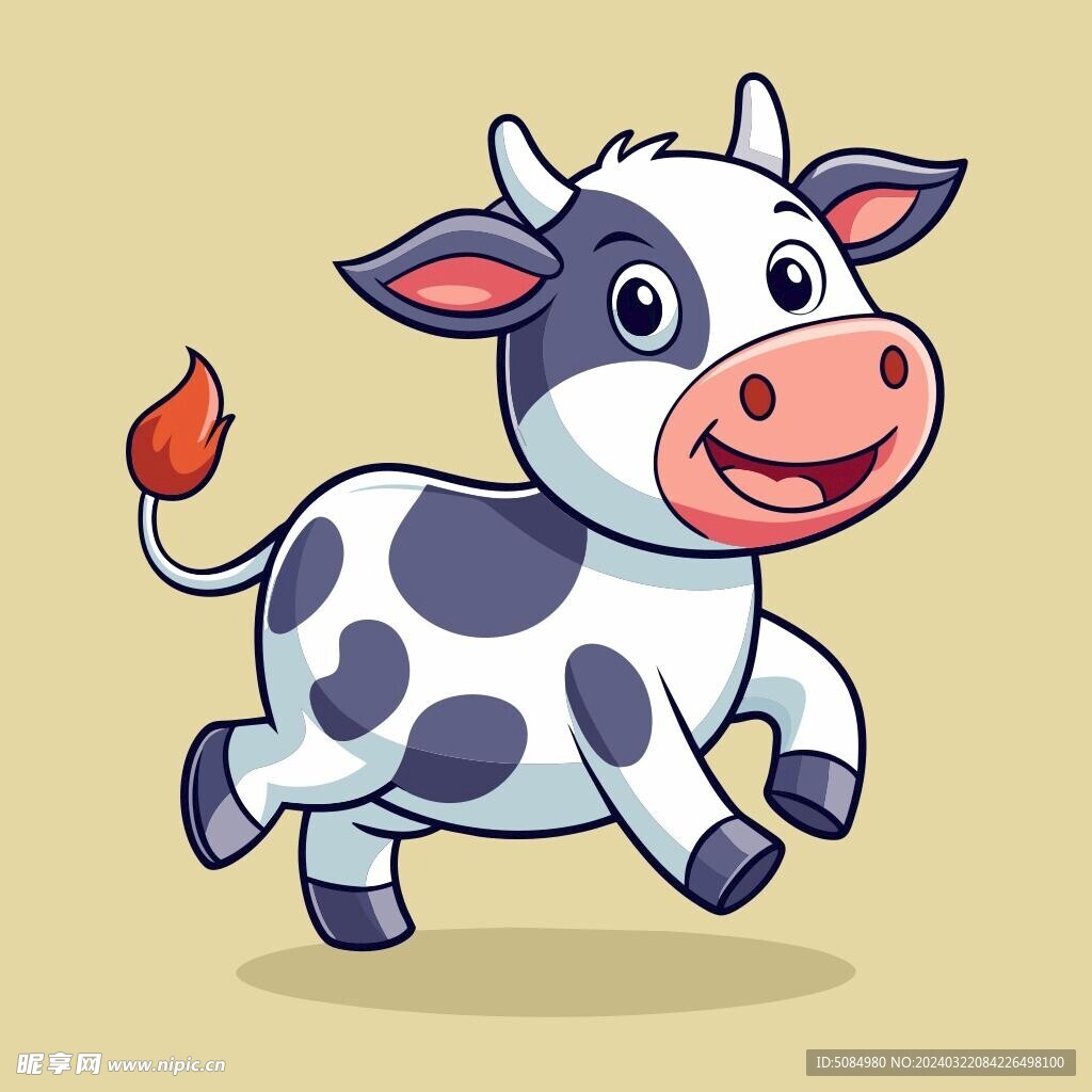 奔跑状态的奶牛