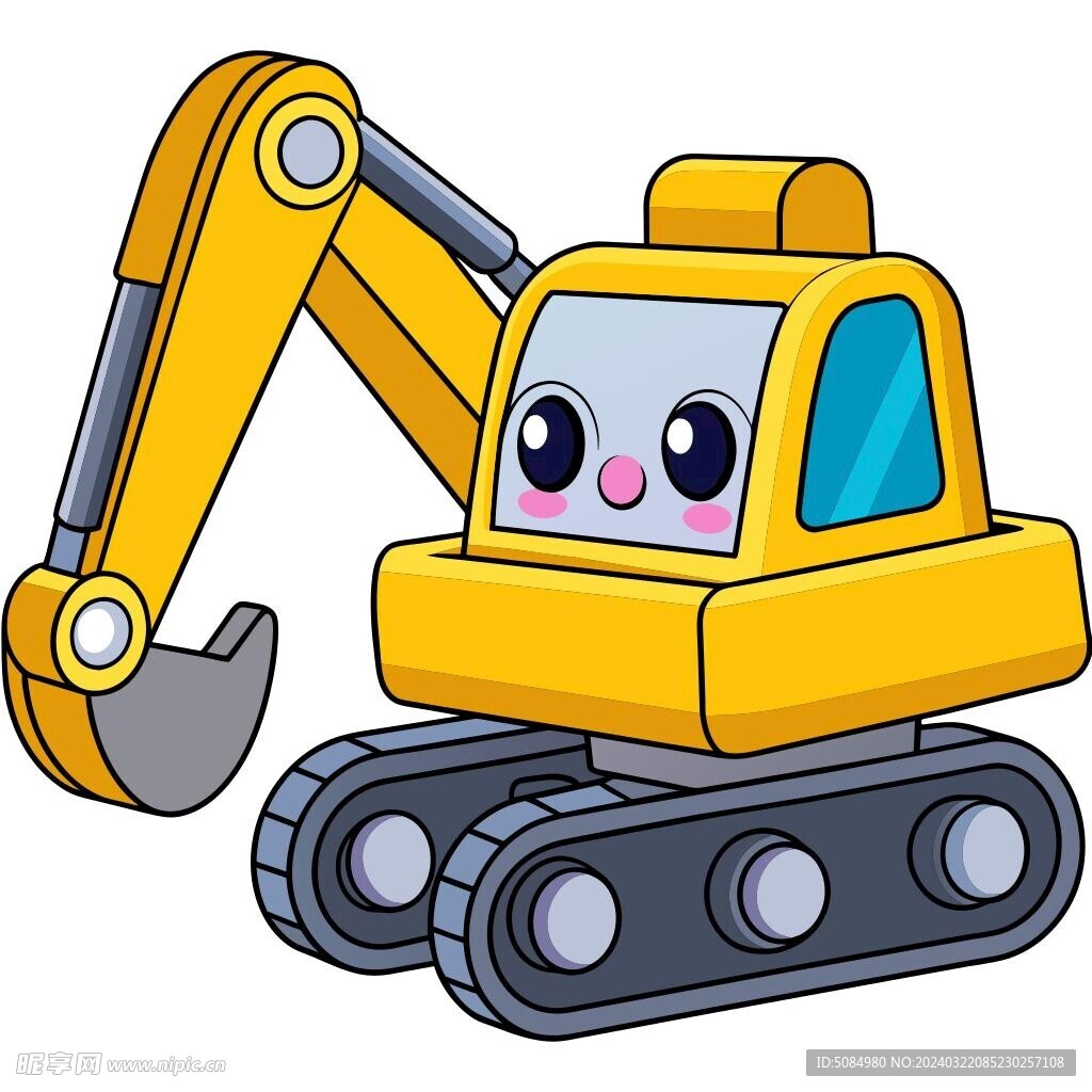 可爱风格的挖掘机