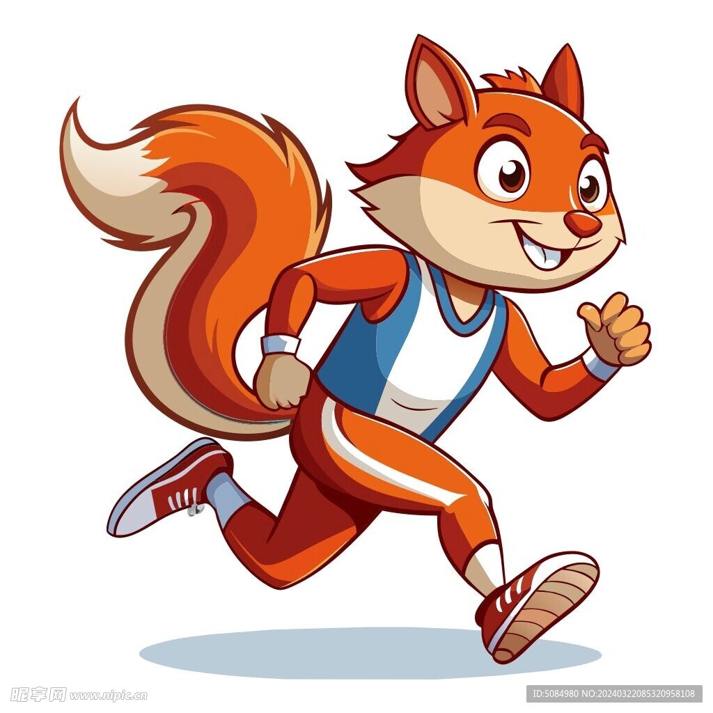 穿着运动服跑步的松鼠
