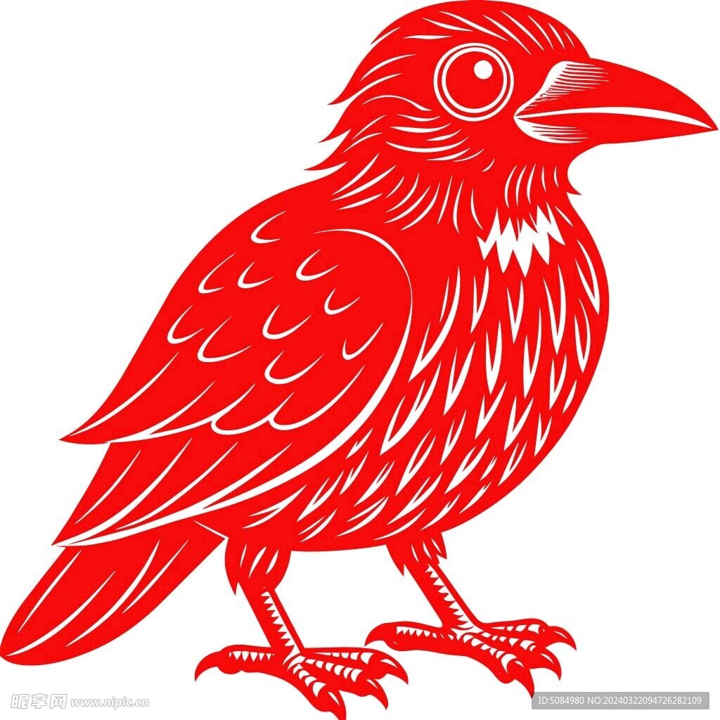 剪纸风格的乌鸦