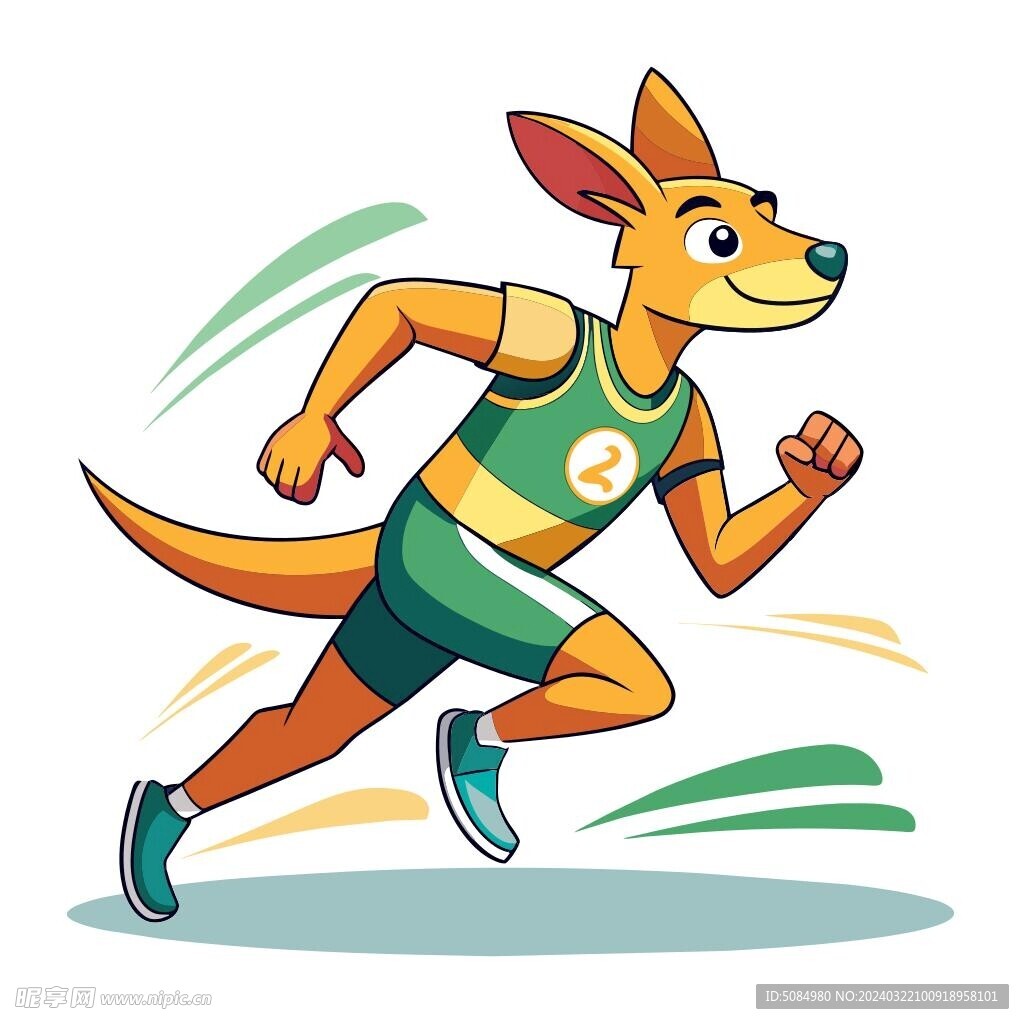 穿着运动服跑步的袋鼠