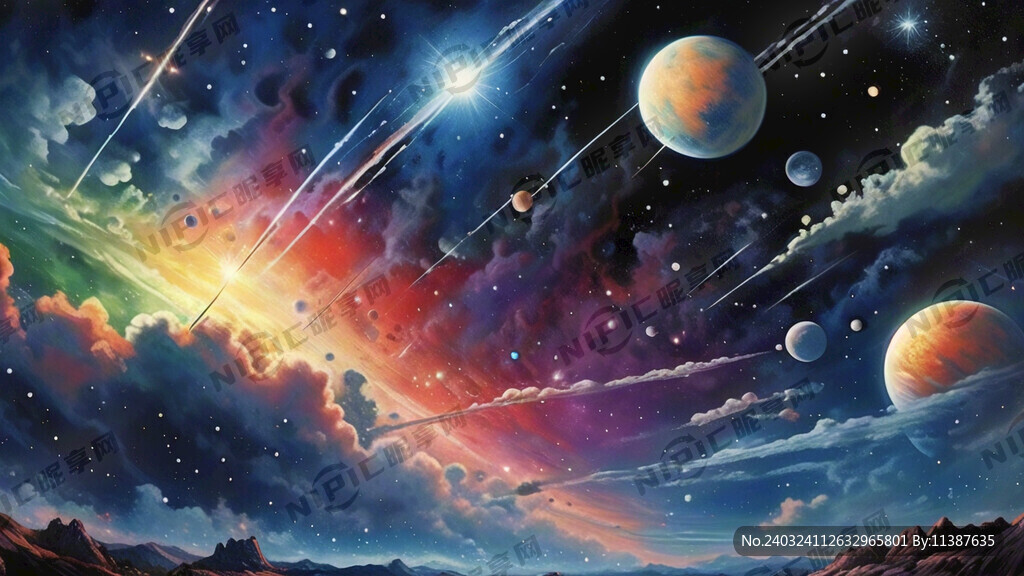 一望无际的星空 各种流星