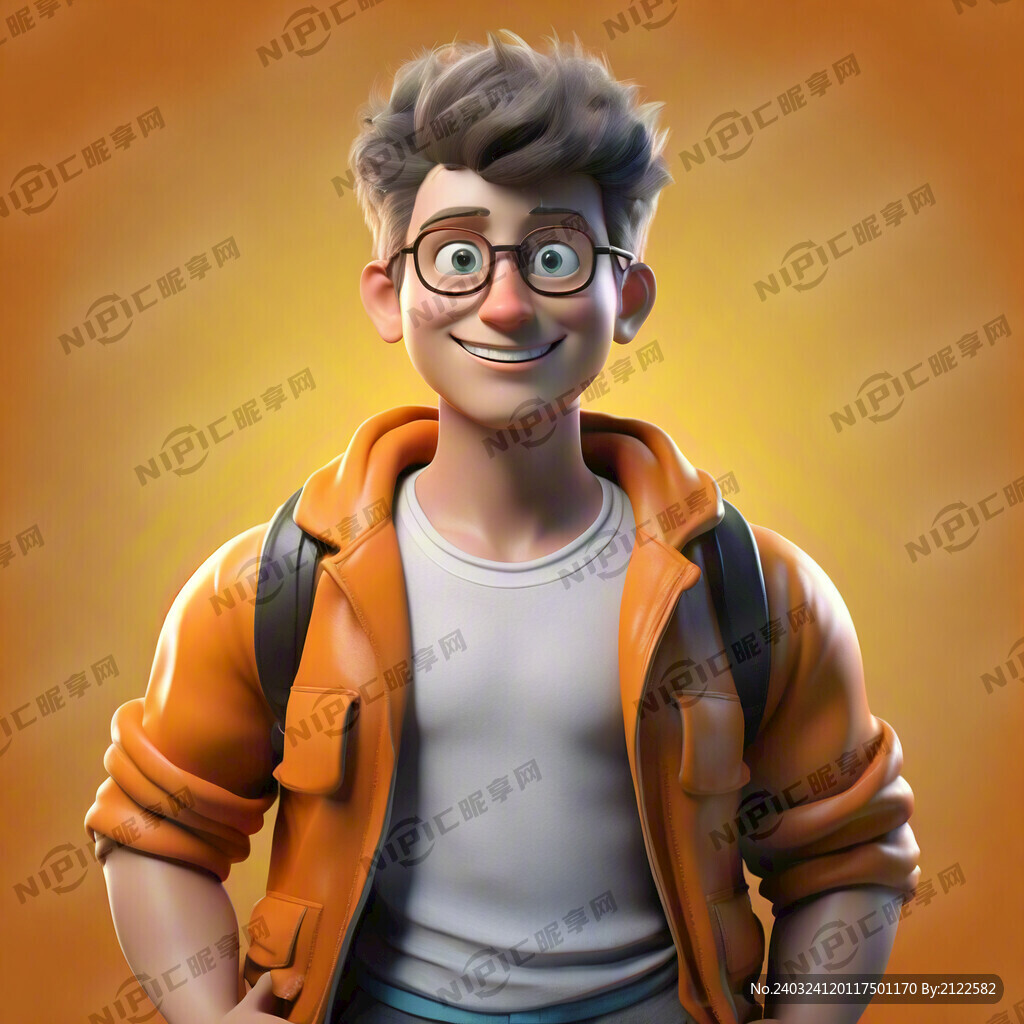 3D卡通男孩 聪明 健康 高大