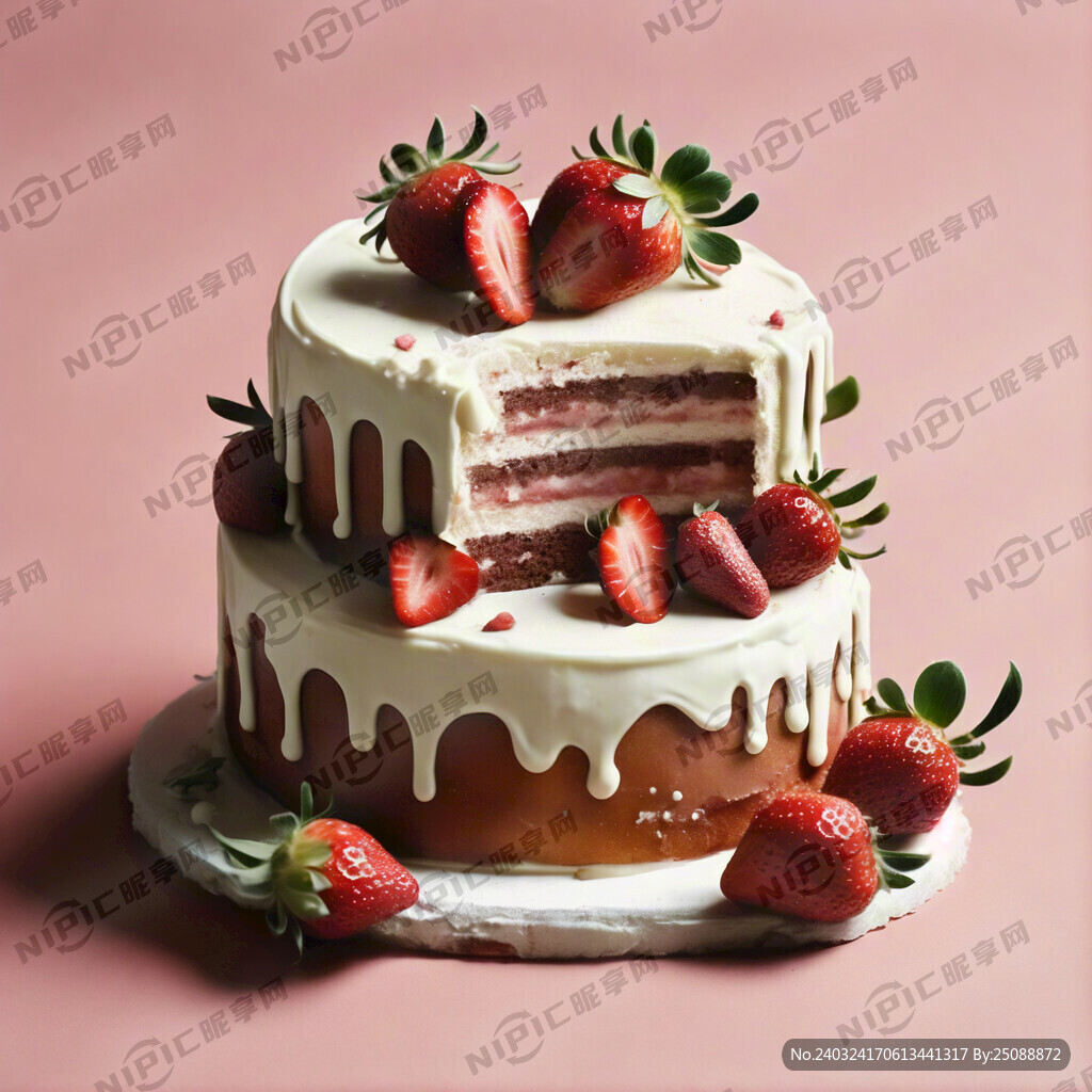 一笔画 蛋糕 草莓