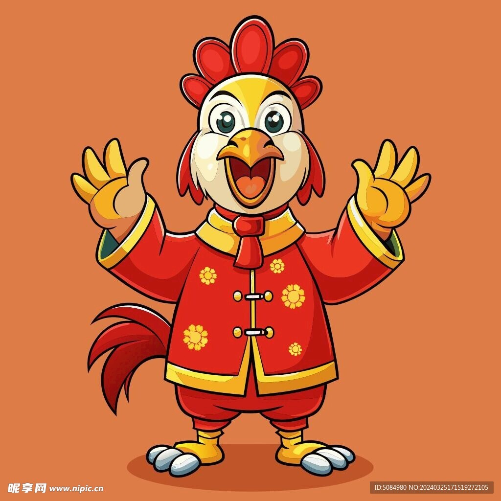 鸡年素材 穿唐装的拜年鸡