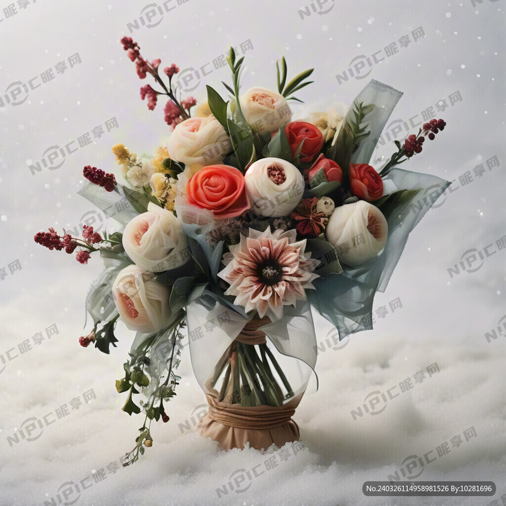 鲜花花束 用雪纱包着