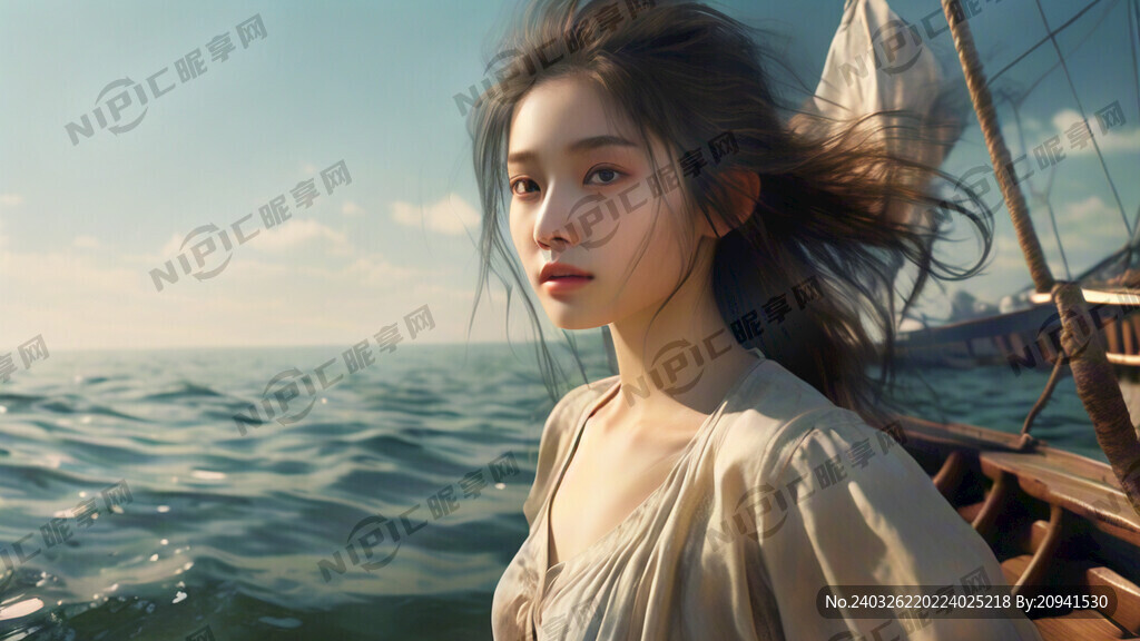 超高清 细节刻画 木船 有大海