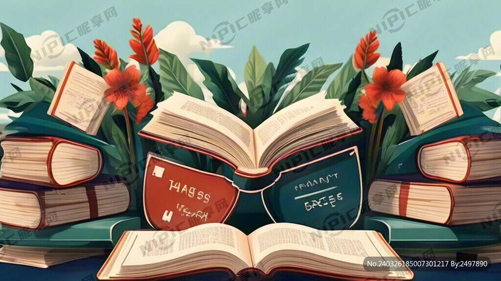 校园风读书与体育节清新标志不要