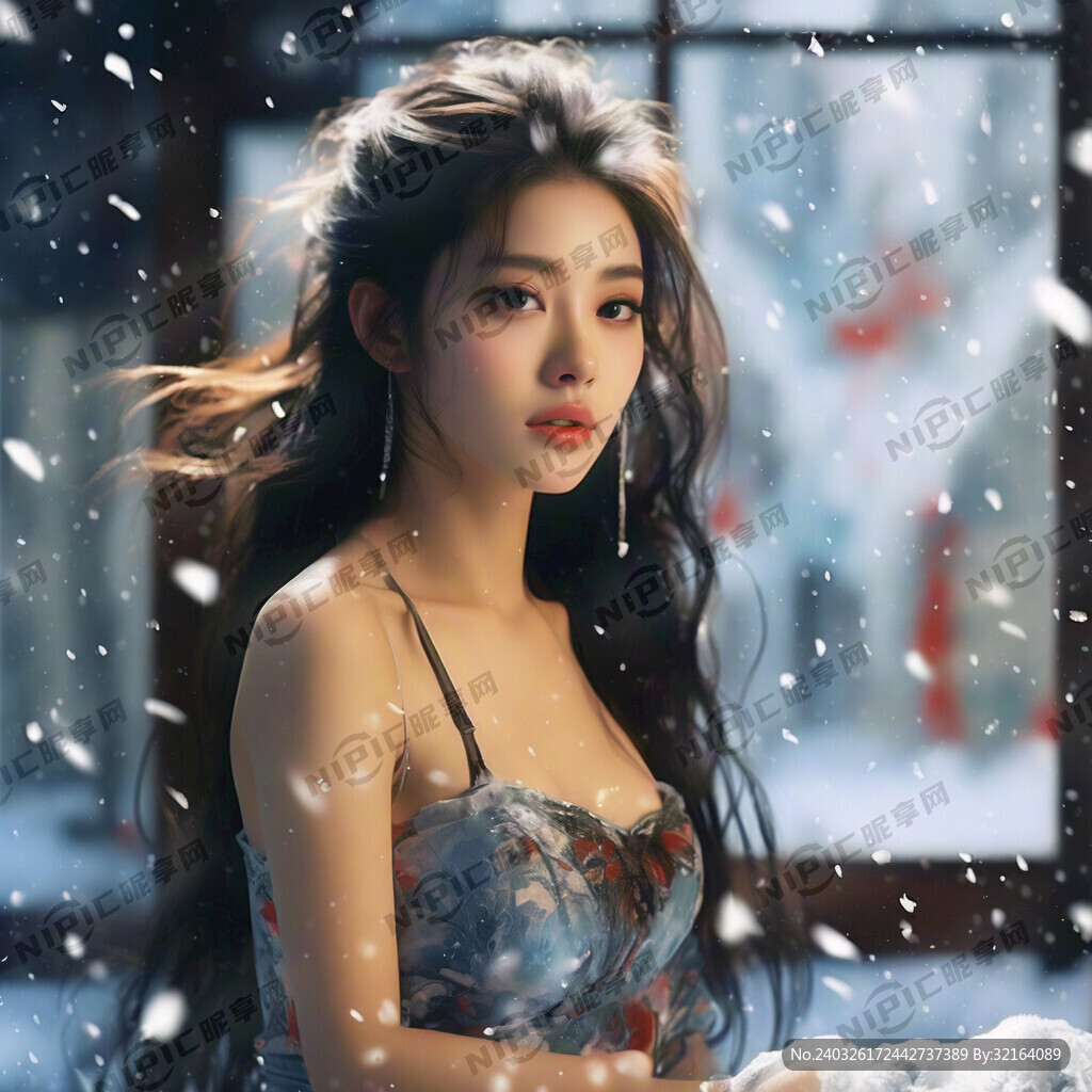 雪花 美女 吊带 长发