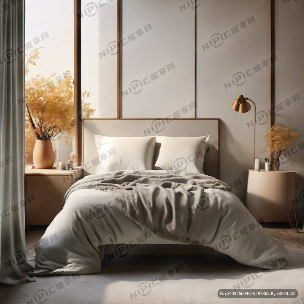 灰白色床 有床 阳台