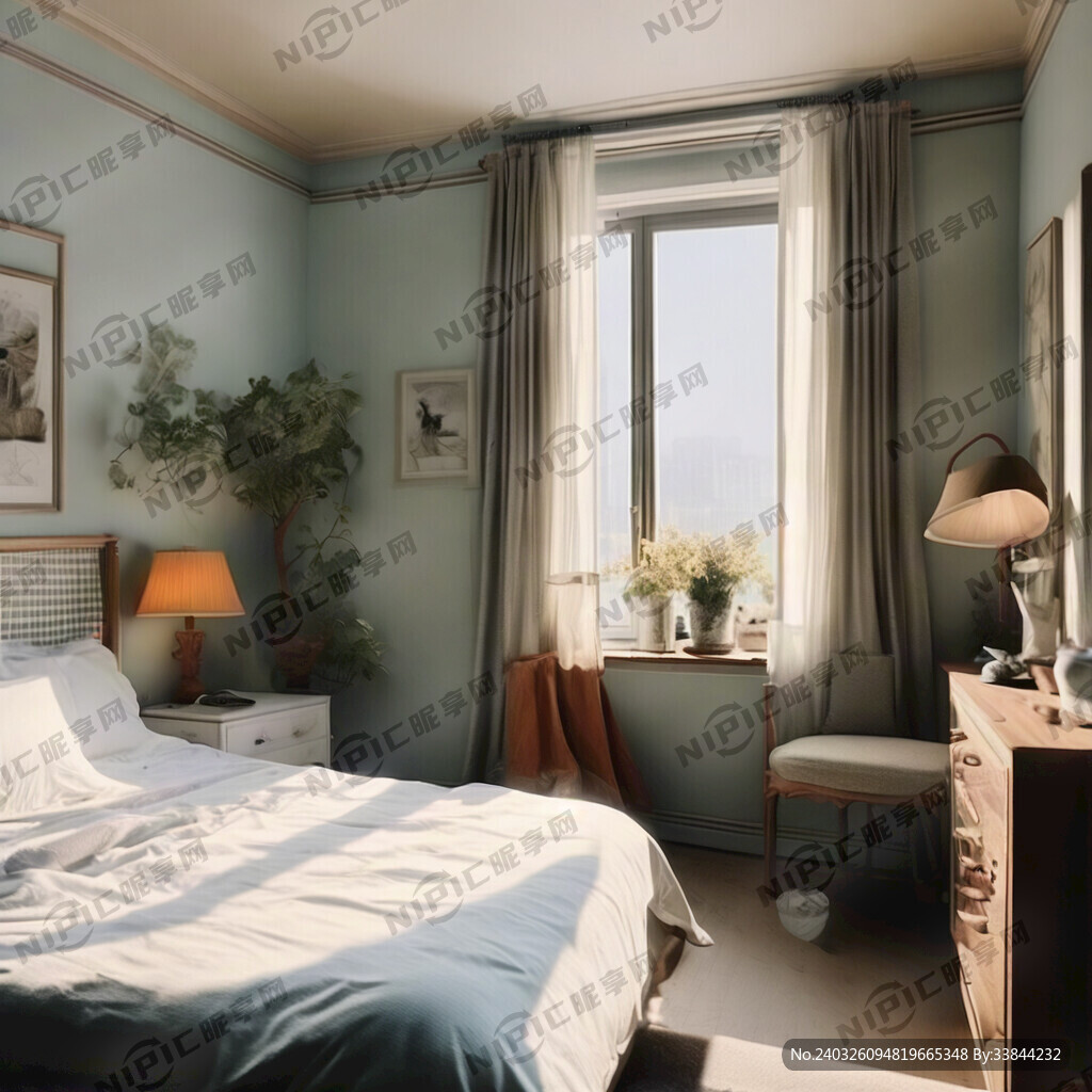 灰白色床 有床 阳台