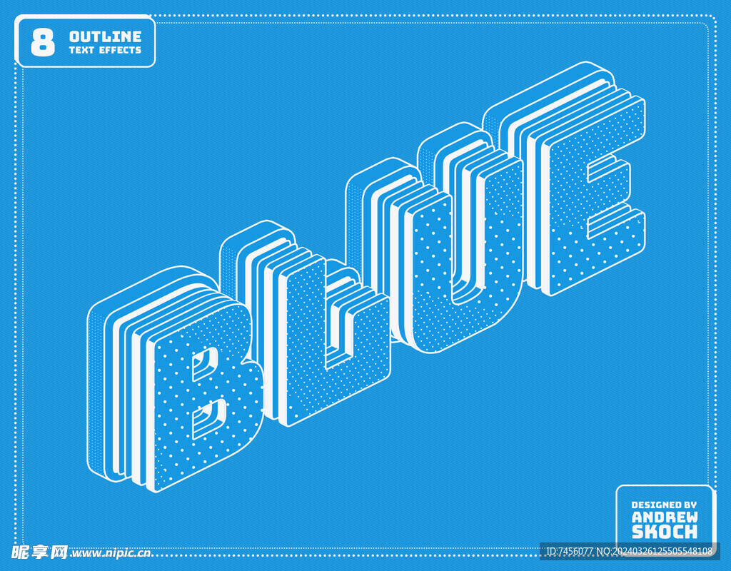 蓝色立体艺术字样机
