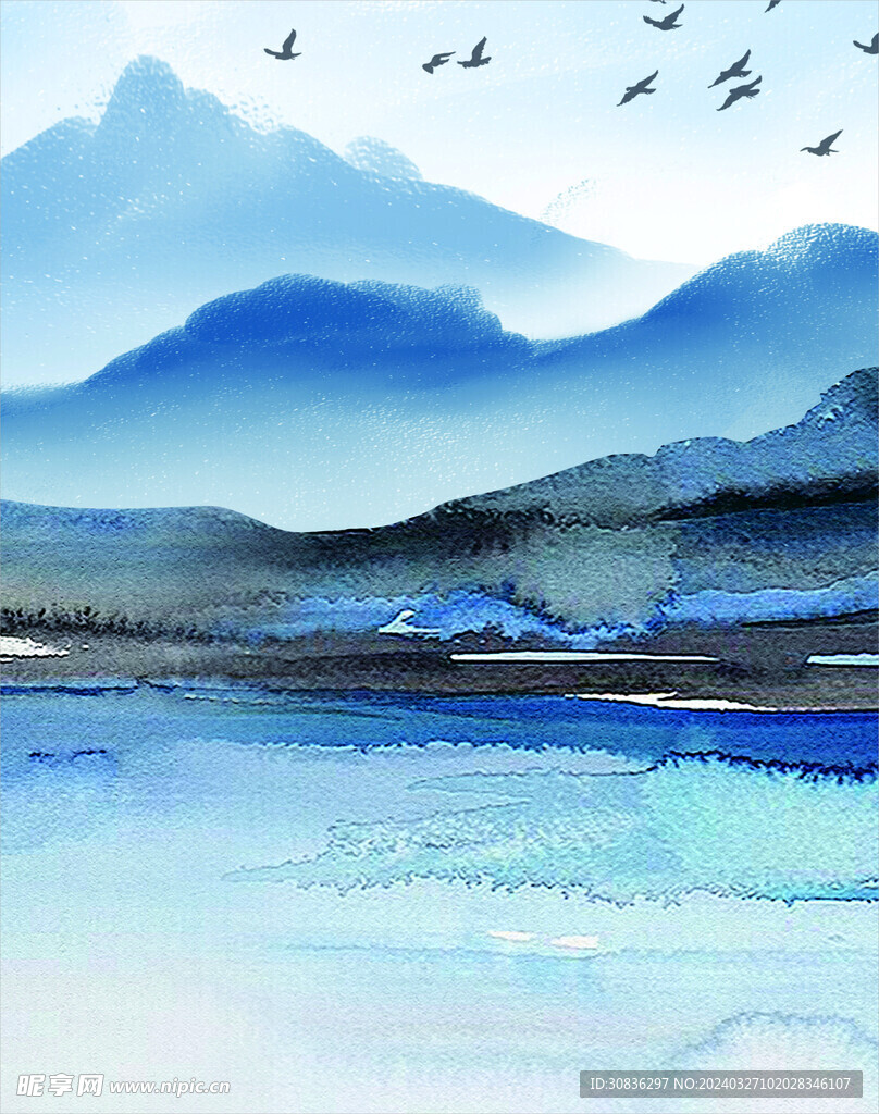 地产山水水墨画