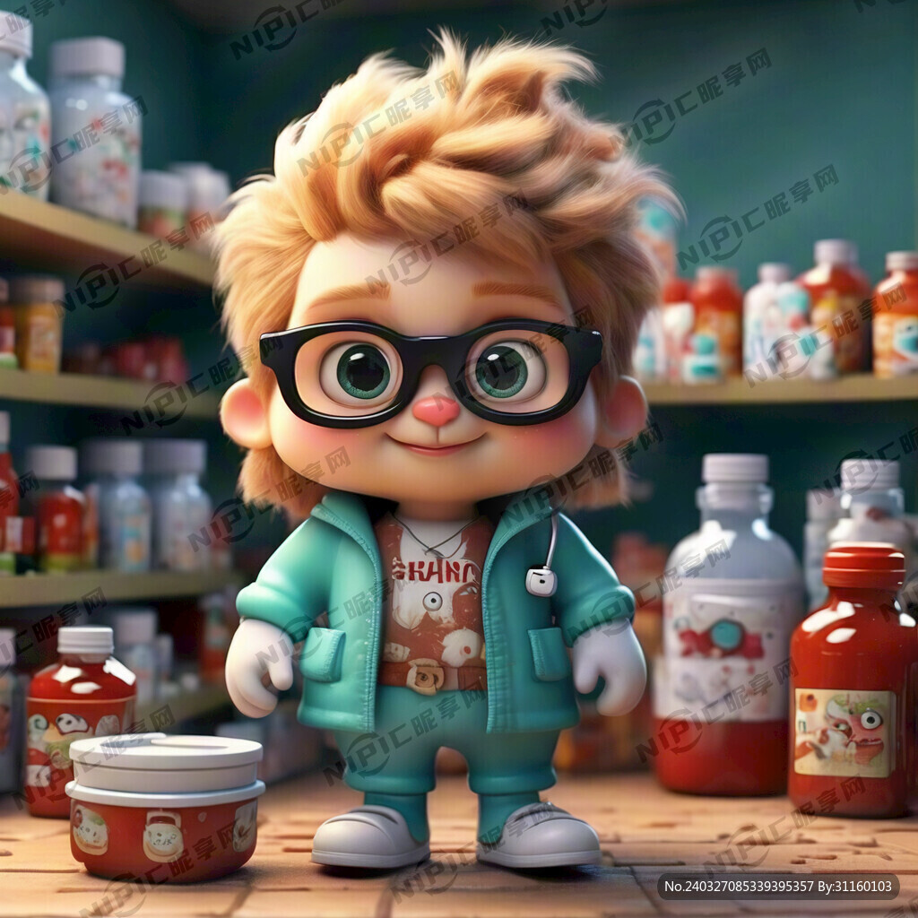 可爱 药店 卡通 人物